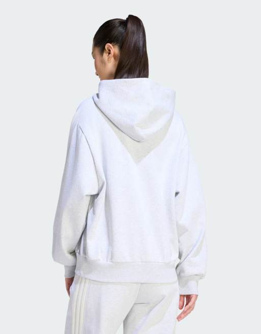 adidas performance - adidas kit - Felpa con cappuccio grigio chiaro mélange con logo piccolo, 4 di 4