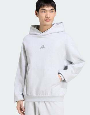 Adidas Uomo Grigio Felpa Con Cappuccio Kit Small Logo - Immagine 4