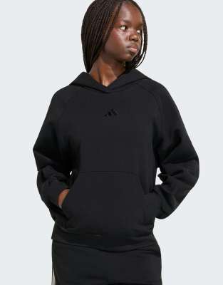 Adidas Donna Noir Felpa Con Cappuccio Da Small Logo - Immagine 3