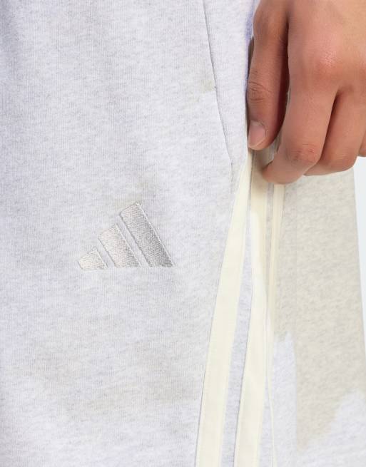 adidas Performance – Adidas Kit – Shorts in Hellgrau meliert/Wollweiß mit den drei Streifen, 4 von 4