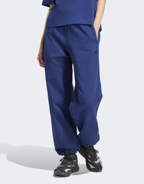 adidas performance Adidas kit small logo loose cuffed pants in dark blue - view 1