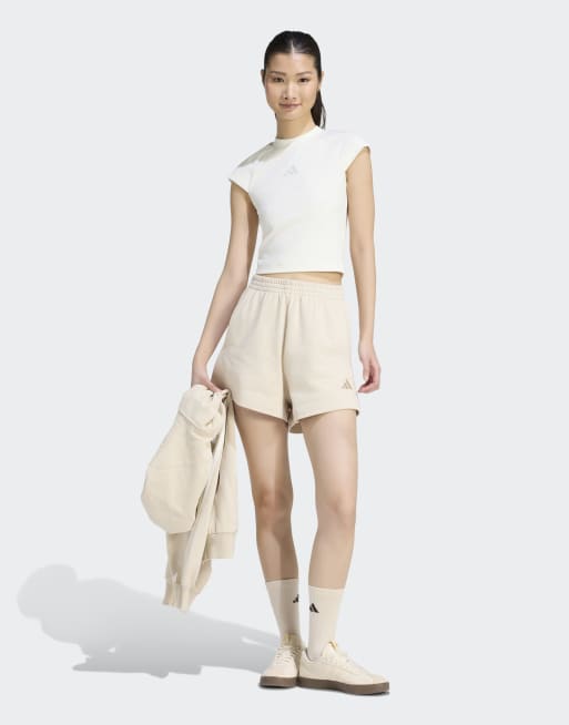 adidas performance Adidas kit small logo rib t-shirt in off white, 4 of 4