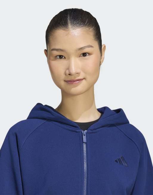 adidas Performance - Adidas kit - Sweat à capuche zippé avec petit logo - Bleu foncé, 2 de 4