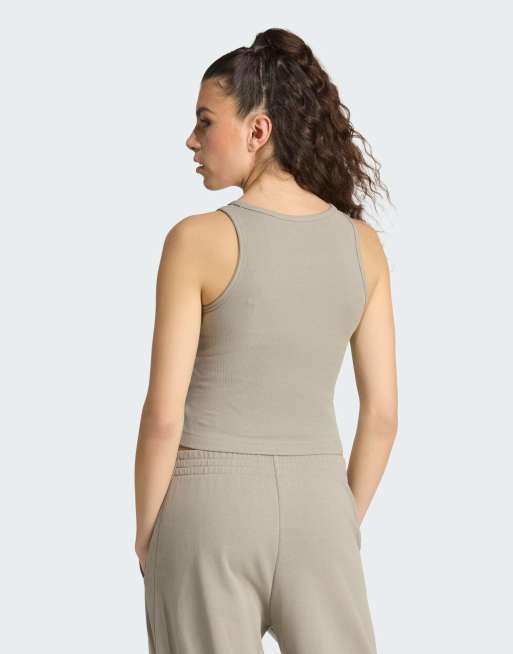 adidas performance Adidas Kit Tanktop mit kleinem Logo und Rippstruktur in Silver Pebble, 3 von 4