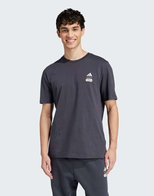 adidas performance Adidas star wars the mandalorian t-shirt regular fit back graphic in night grey, 3 of 4