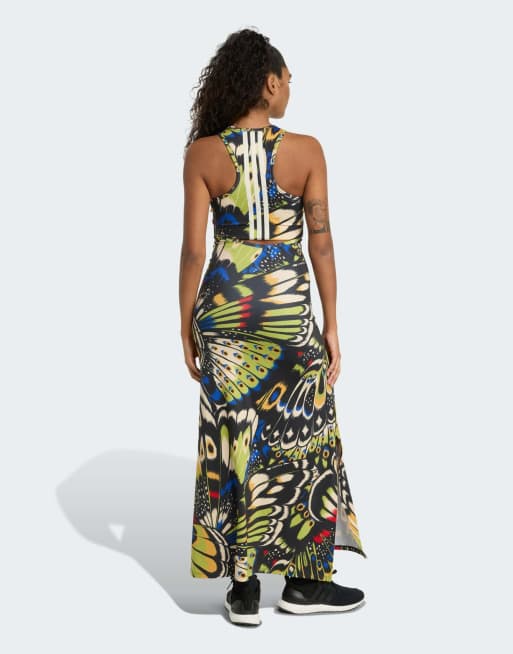 adidas originals farm big floral print midi dress adidas x FARM RIO Women's PREMIUM Dress, Small, Floral/Black