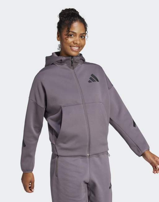 adidas performance Adidas z.n.e. full-zip hoodie in grey strata | ASOS