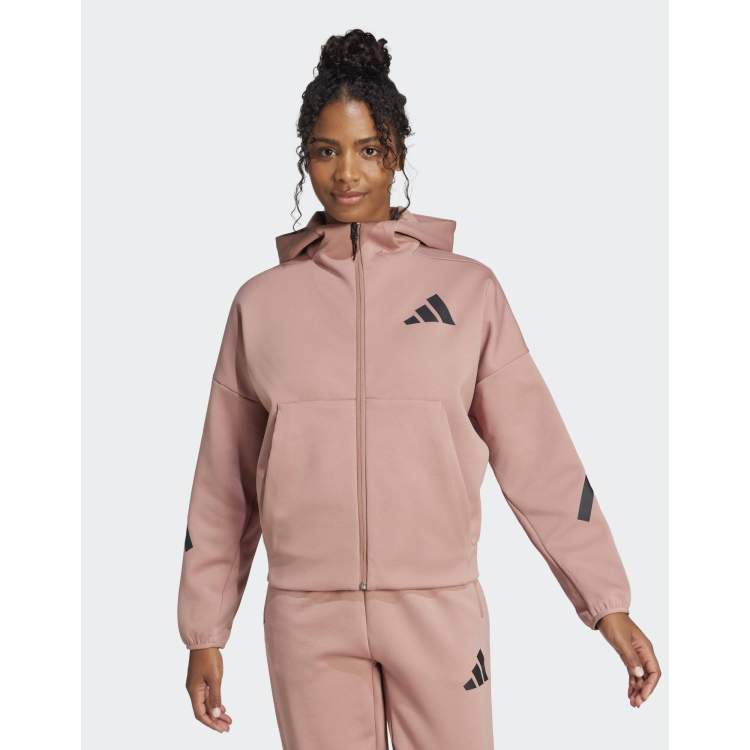 adidas performance Adidas full-zip hoodie in warm clay ASOS