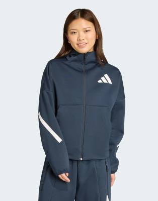 adidas Performance - adidas Z. N.E. - Kapuzenjacke in Aurora Ink mit Reißverschluss-Marineblau