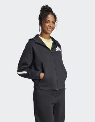 adidas performance - Adidas Z. N.E. - Kapuzenjacke in Schwarz / Weiß