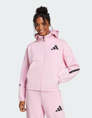 adidas Performance - Adidas Z. N.E. - Kapuzenjacke in True Pink mit durchgehendem Reißverschluss-Rosa