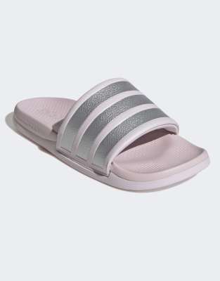  Adilette comfort 2.0 slides in almost pink / silver metallic