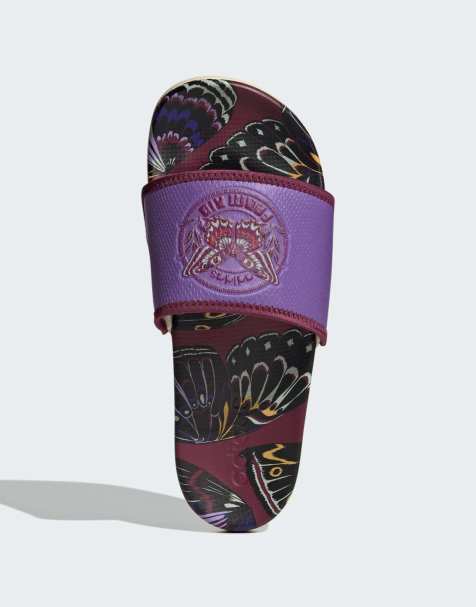 adidas performance Adilette comfort slides in purple and warm vanilla - view 1