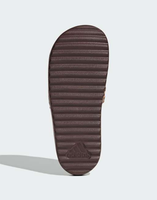 adidas Performance Adilette platform slides in shadow brown / cloud white, 3 of 4