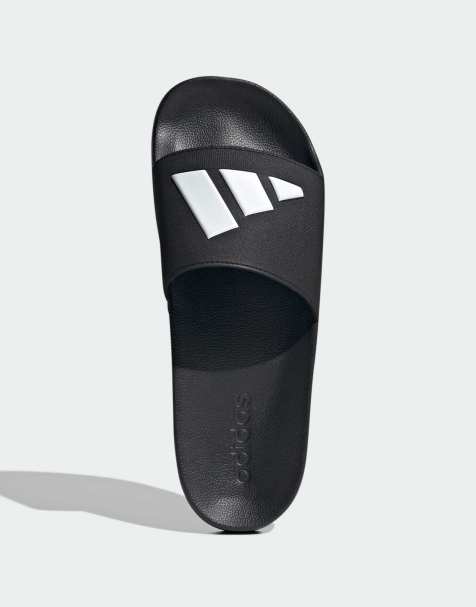 adidas performance Adilette shower slides in black and white - view 1