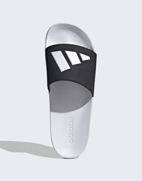 adidas performance Adilette shower slides in black and white - view 1