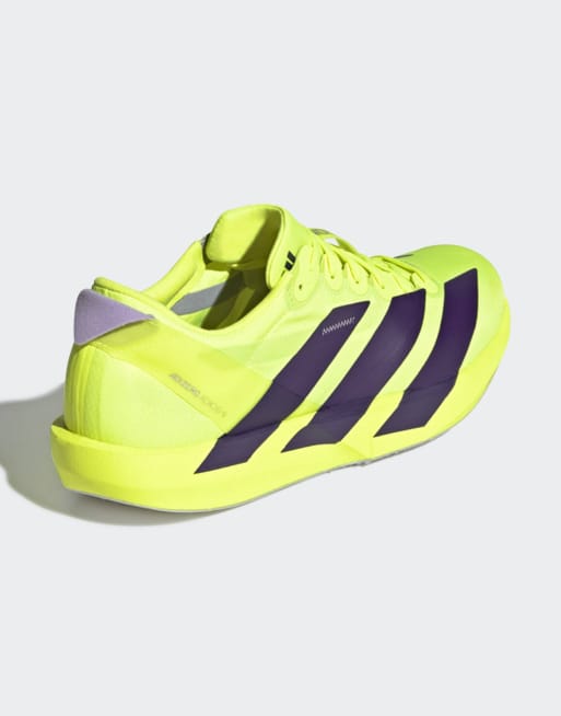 adidas performance – Adizero Adios 9 – Żółto-śliwkowe buty do biegania, 3 z 4