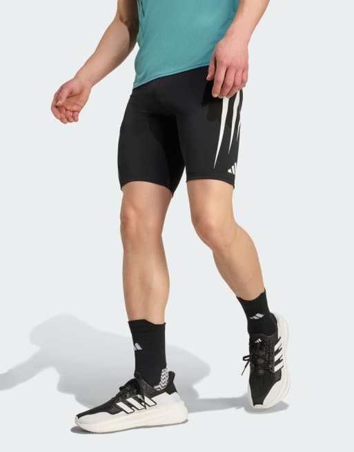 adidas performance – Adizero Archive – Czarne krótkie legginsy do biegania