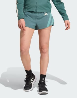 adidas Performance - Adizero Archive - Lauf-Shorts in Preloved Teal mit Taschen für Gels-Blau