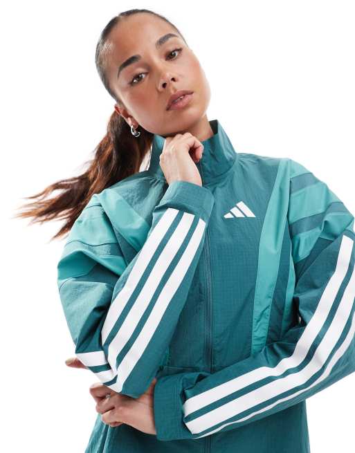 adidas performance Adizero archive running jacket in preloved teal