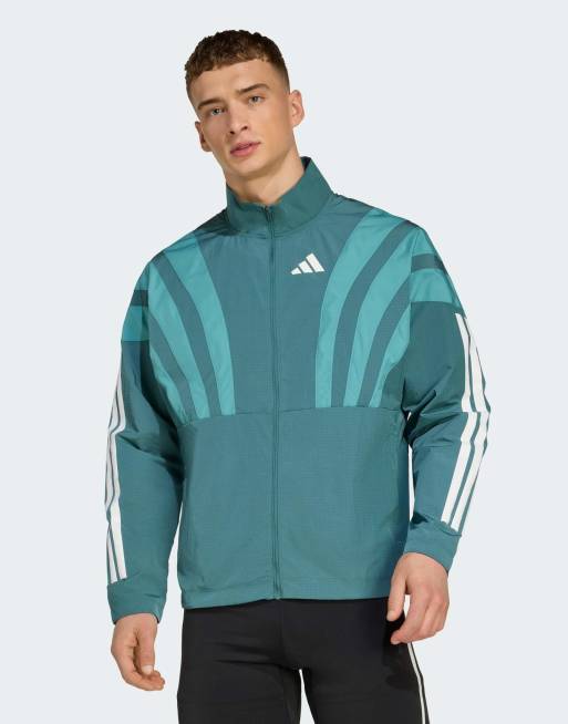 adidas performance Adizero archive running jacket in preloved teal