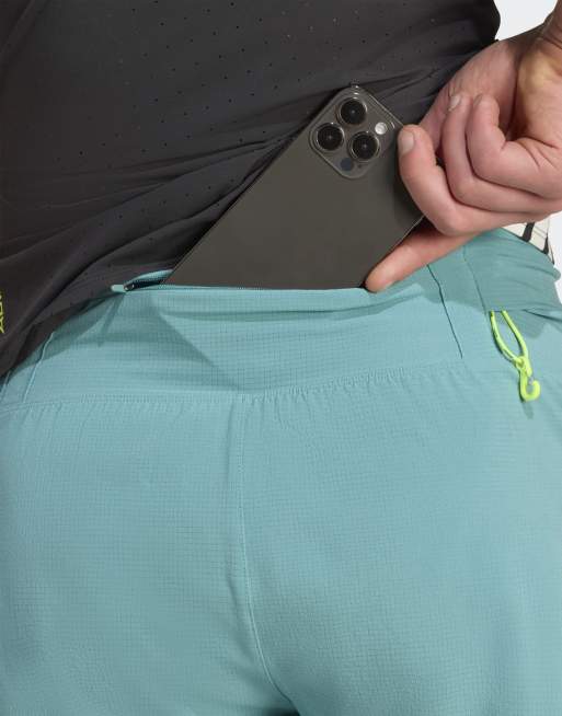 adidas Performance – Adizero – Blågröna shorts för löpning med ficka, 3 av 4