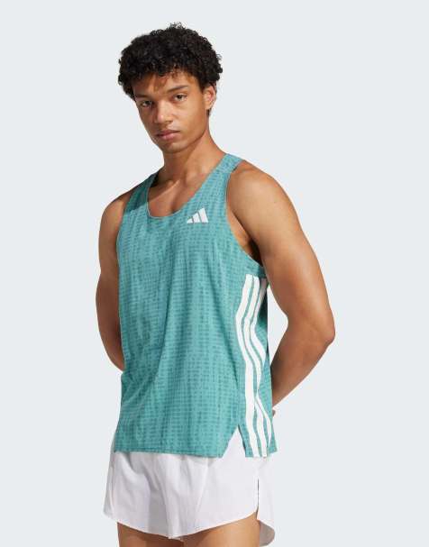 adidas Performance – Adizero – Blågrönt löparlinne - view 1