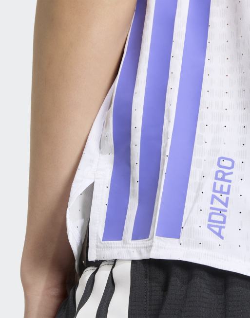 adidas performance - Adizero - Canotta da corsa bianca e viola solare, 2 di 4