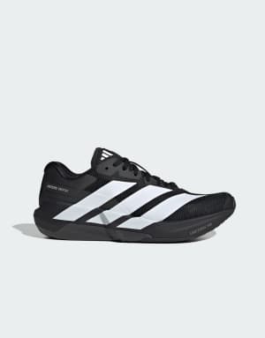adidas Performance Adizero Dropset Pro training trainers in black and white