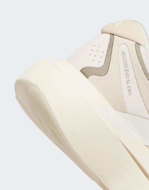 adidas performance Adizero evo sl exo suede lightstrikepro running shoes in wonder white / cloud white, 5 of 7