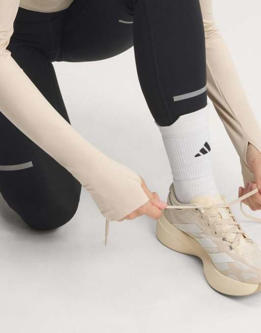 adidas performance Adizero evo sl exo suede lightstrikepro running shoes in wonder white / cloud white, 7 of 7