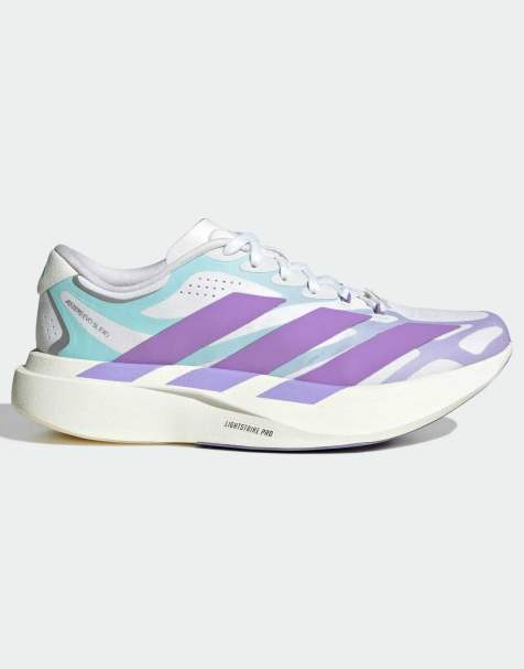adidas performance Adizero EVO SL EXO trainers in white, purple and turquoise - view 1