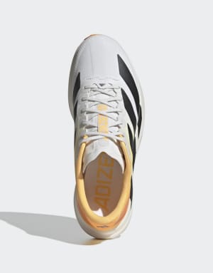 adidas performance Adizero EVO SL trainers in white and black with orange detailing