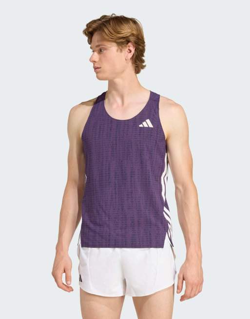 adidas performance – Adizero – Fioletowo-biały top do biegania