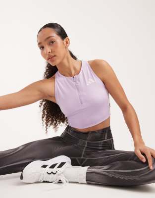 adidas Performance - Adizero - Kurzes Lauf-Oberteil in Powder Plum mit Gel-Taschen-Lila