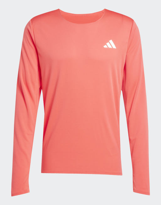 adidas Performance – Adizero – Langärmliges Lauf-T-Shirt in Semi Lucid Red