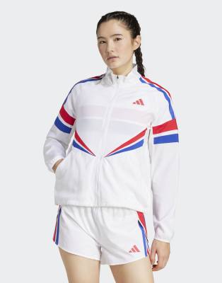 adidas Performance - Adizero - Lauf-Jacke mit Retro-Design in Weiß