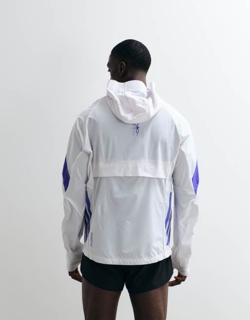 adidas Performance – Adizero – Laufjacke in Weiß/Solar-Lila, 5 von 5