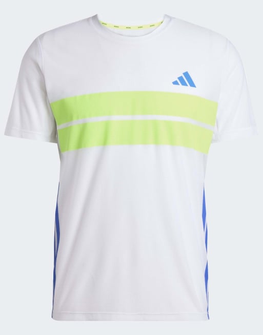 adidas Performance – Adizero Retro – Biało-cytrynowa koszulka do biegania