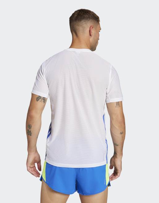 adidas Performance – Adizero Retro – Biało-cytrynowa koszulka do biegania, 3 z 4