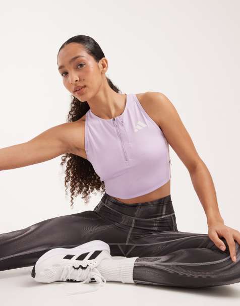 adidas performance Adizero running gel pocket crop top in powder plum - view 1