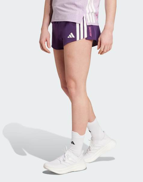 adidas performance Adizero running gel pocket shorts in aurora plum