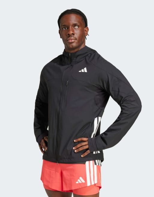 adidas performance Adizero running jacket in black / black
