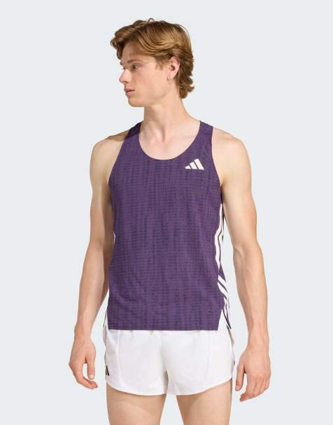 adidas performance Adizero running singlet in aurora plum / noble ink - view 1