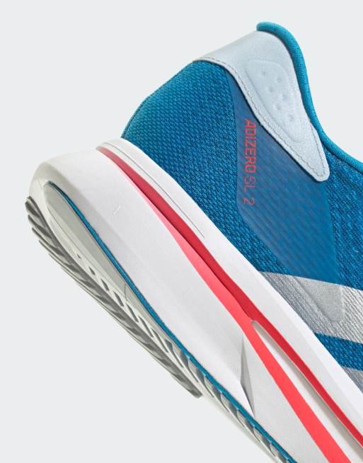 adidas performance Adizero SL 2 shoes in silver metallic, red and blue, 4 of 5