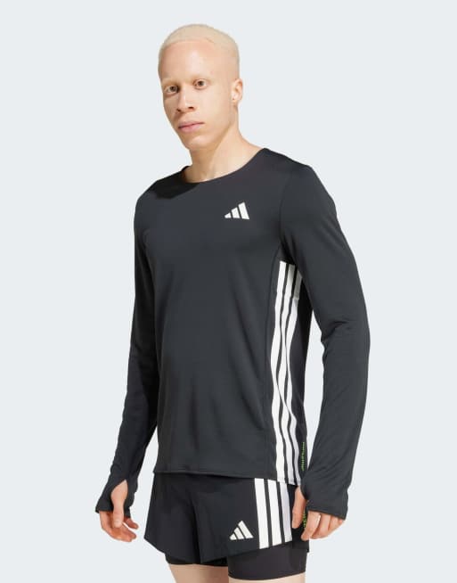 adidas Performance - Adizero - Sort løbe-T-shirt med lange ærmer