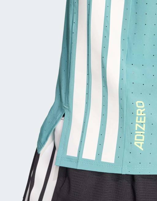 adidas Performance - Adizero - T-shirt da corsa verde-azzurro polvere, 3 di 4