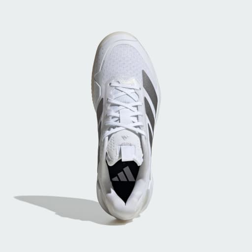adidas performance Adizero ubersonic 5 clay tennis shoes in cloud white / silver metallic, 3 of 4
