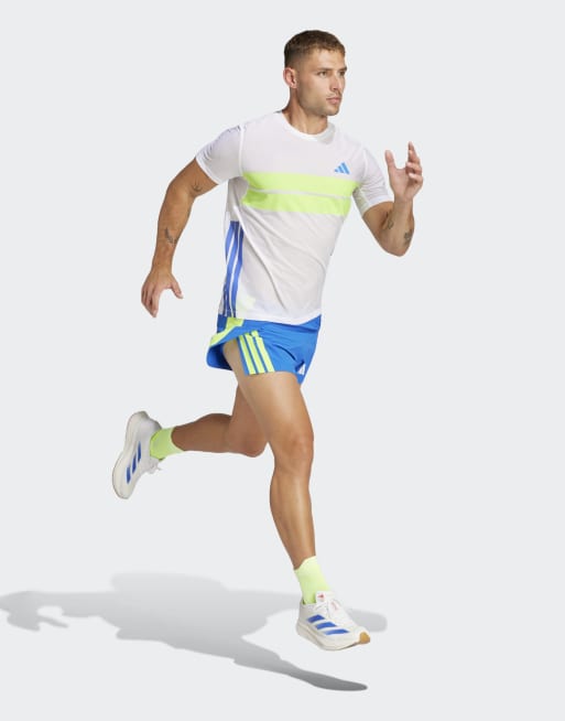 adidas performance – Adizero – Vit och gul T-shirt för löpning i retrostil, 2 av 4