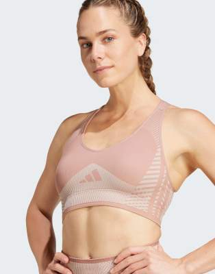 adidas Performance - Aeroknit - Sport-BH mit leichter Stützkraft in Warm Clay / Wonder Taupe-Orange
